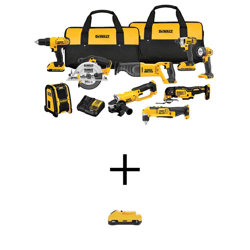 20V MAX Lithium-Ion Cordless 9 Tool Combo Kit with Compact 3.0Ah Battery Pack, (2) 20V 2.0Ah Batteries and Charger -  DEWALT, DCK940D2WDCB230