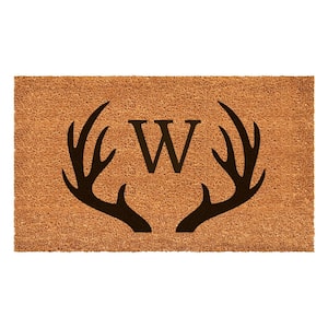 Antler Natural 24 in. x 48 in. Coir Monogrammed (Letter W) Door Mat