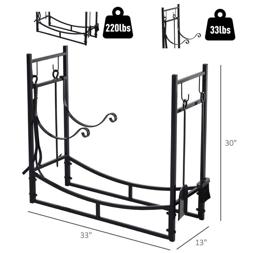 Buy 33 in. L Wrought Iron Indoor Outdoor Fireplace Tool Set Log Rack