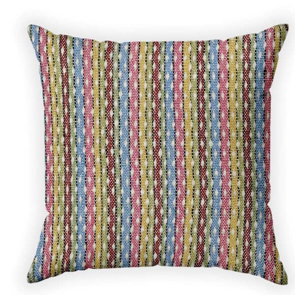 Unbranded 18 in. x 18 in. Woven Outdoor Multi-Stripe Recyled Polyester Throw Pillow