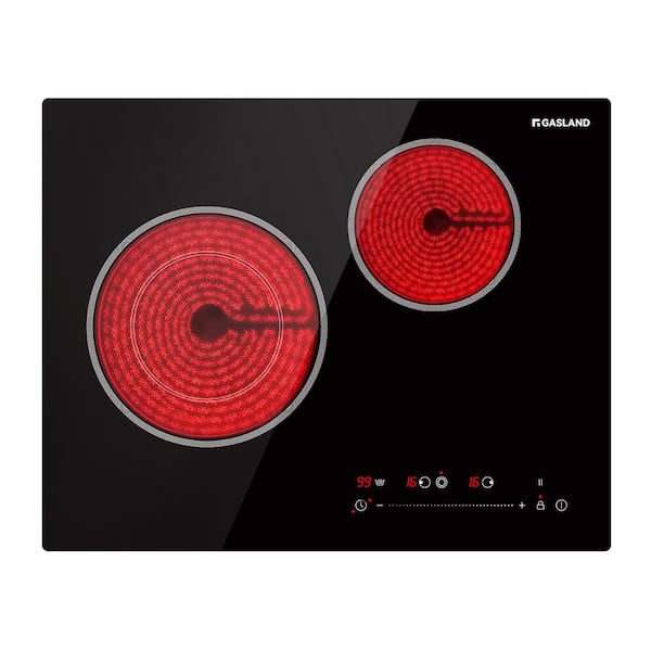 Pro 21 in. Radiant Electric Cooktop Ceramic Glass Built-In with 2-Elements in Black, ETL Certified