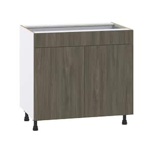 Medora 36 in. W x 34.5 in. H x 24 in. D Textured Slab Walnut Assembled Base Kitchen Cabinet with a Drawer