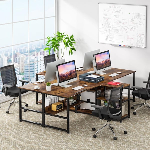 Tribesigns 63 Inches Computer Desk with Extra Thick Wooden Tabletop and  Thicken Frame, Large Office Executive Workstation for Home Office, Vintage