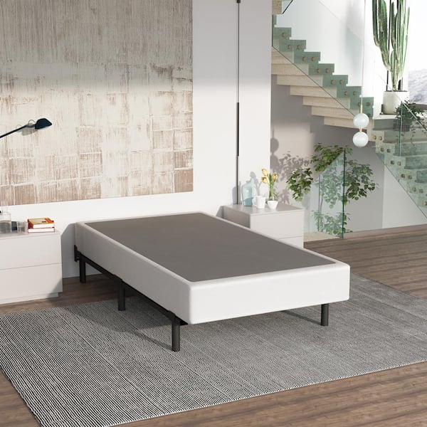 6 in. Twin Xl Size Metal Box Spring with Fabric Cover, Stable Support Mattress Foundation, Easy Assembly, Heavy Duty