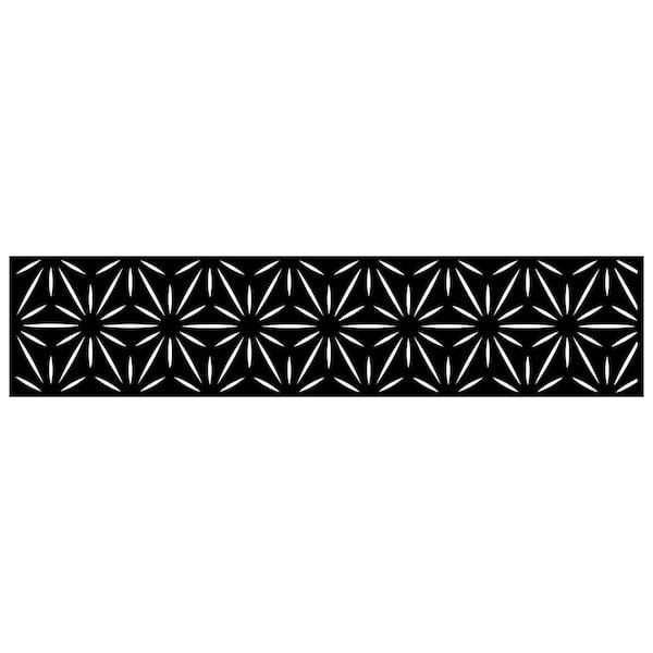 OUTDECO Stars 16 in. x 72 in. Galvanized Black Steel Decorative Screen Panel Wall and Fence Extension Privacy Panel