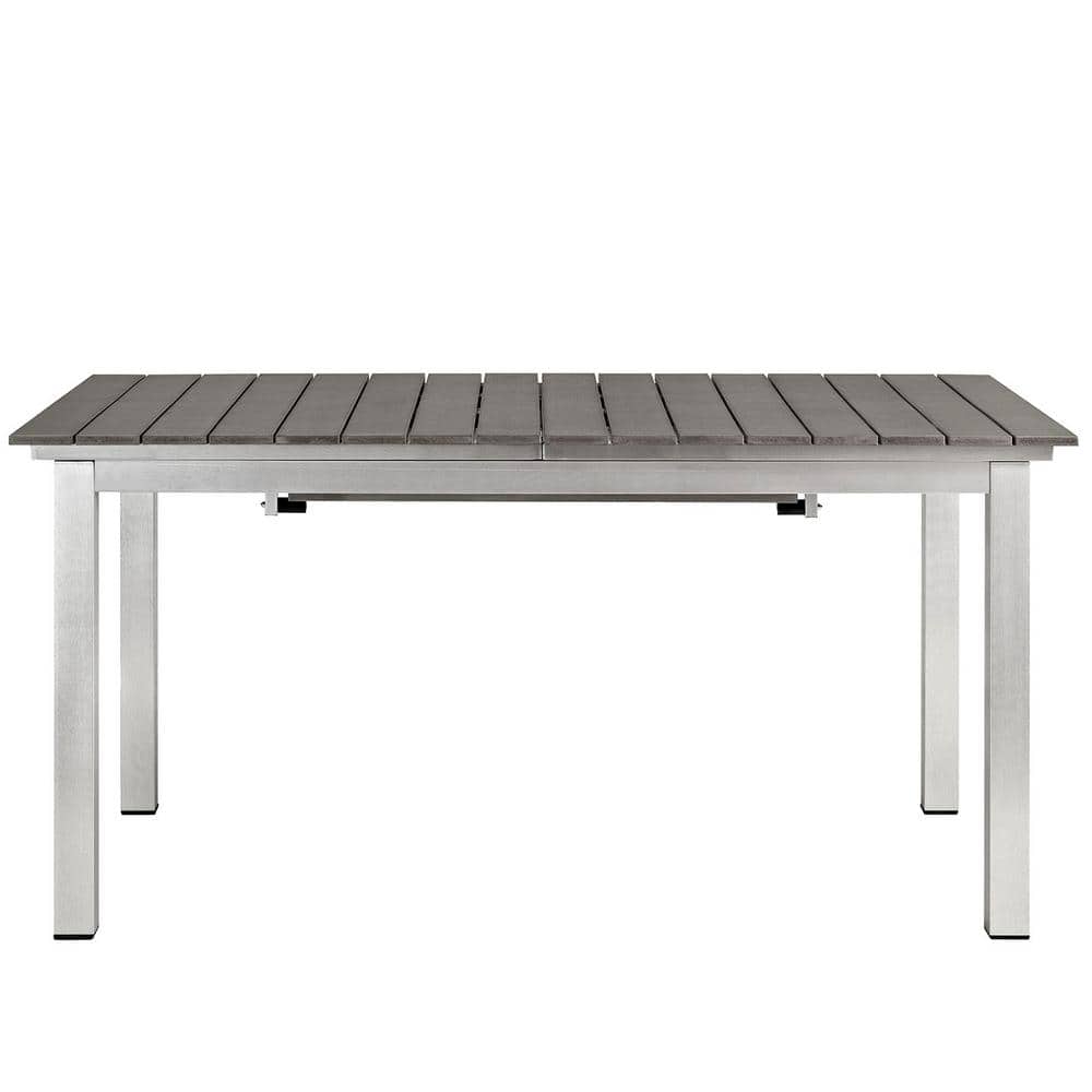 Shore Silver Gray Aluminum Extendable Outdoor Dining Table