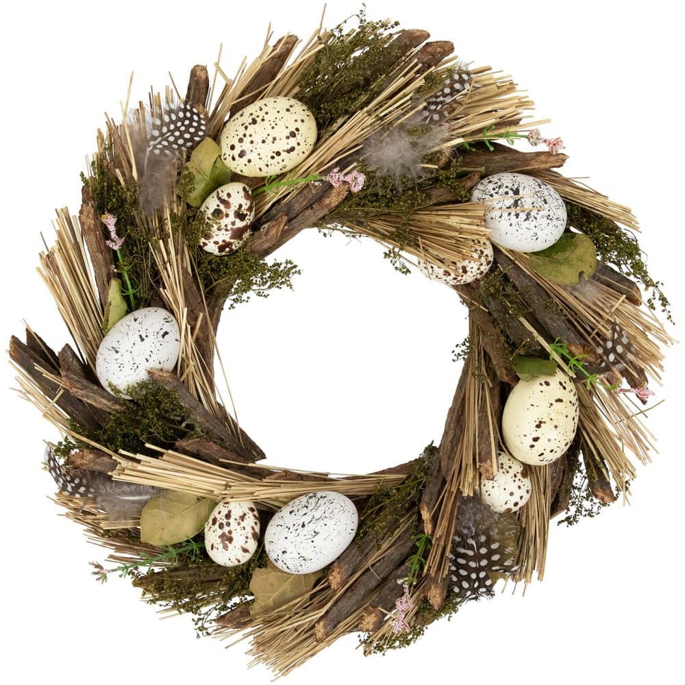 14 in. Speckled Eggs and Feathers Artificial Easter Wreath price history on PriceWatchPro