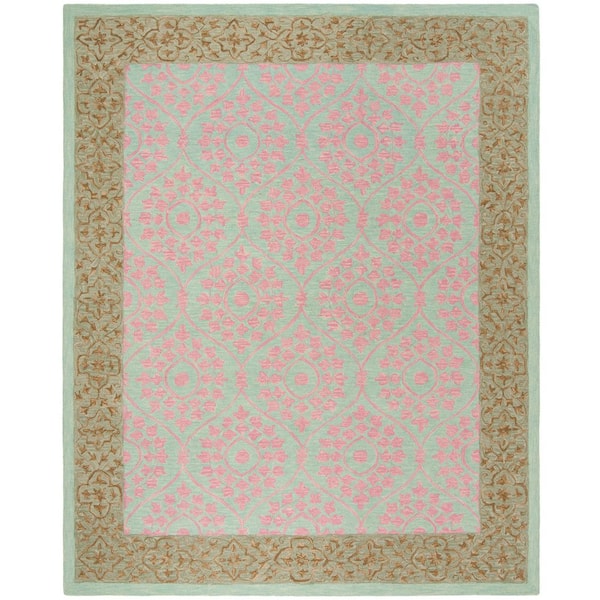 Suzani 8 ft. x 10 ft. Taupe/Pink Ornate Trellis Floral Area Rug