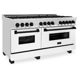 Autograph Edition 60 in. 9 Burner Double Oven Dual Fuel Range in Stainless Steel, White Matte and Black Matte