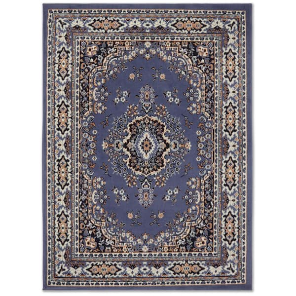Home Dynamix Premium Sakarya Blue/Brown 5 ft. x 7 ft. Medallion Area Rug