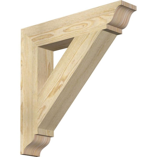 Ekena Millwork 4 in. x 22 in. x 22 in. Douglas Fir Traditional Rough Sawn Bracket