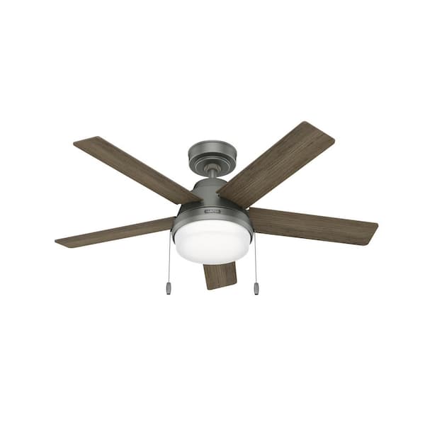Hunter Locke 44 in. Indoor Matte Silver Ceiling Fan with Light Kit