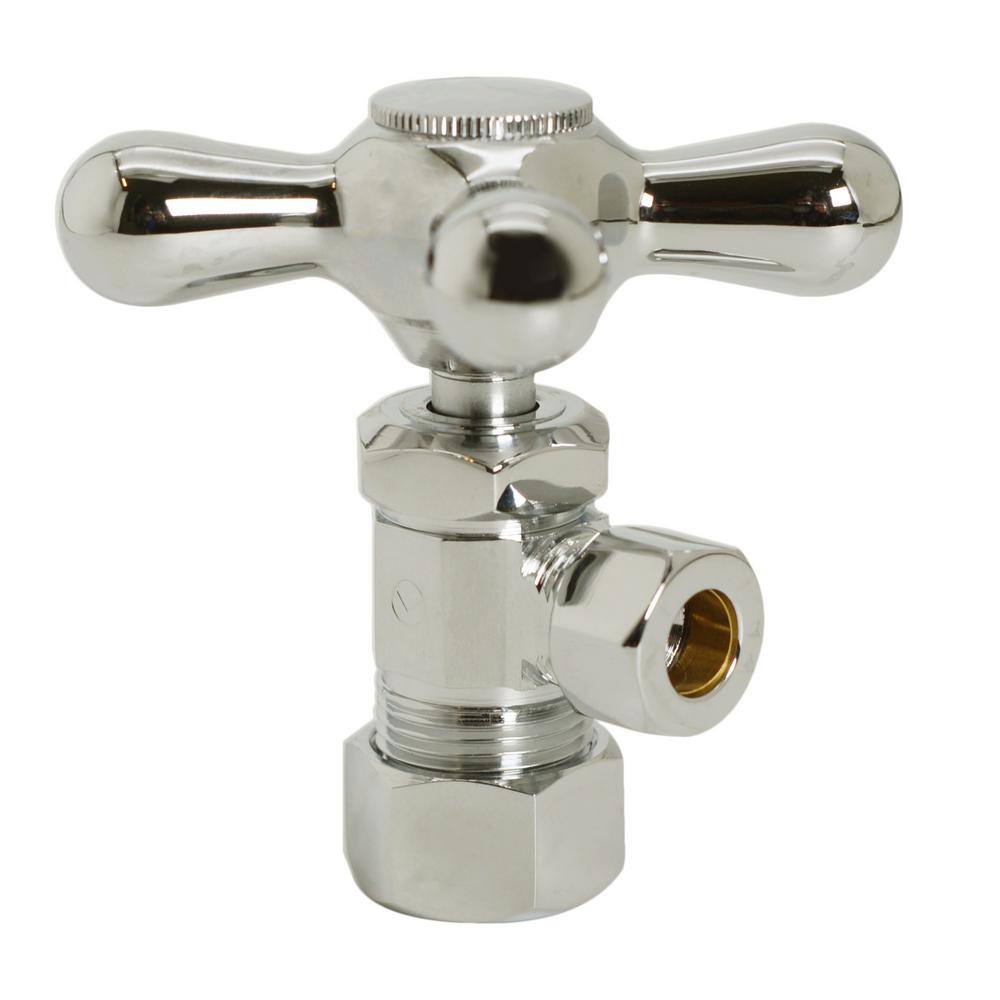 Cross Handle Angle Stop Shut Off Valve, 1/2 in. Copper Pipe Inlet with 3/8 in. Compression Outlet, Polished Nickel price history on PriceWatchPro