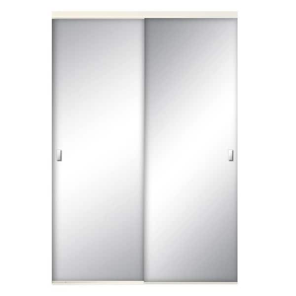 Contractors Wardrobe 47 in. x 80 1/2 in. Brittany White Steel Frame Mirror Interior Sliding Closet Door