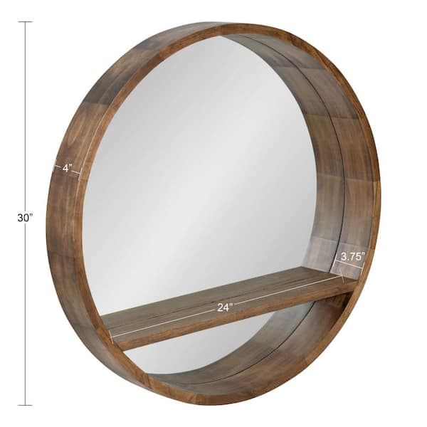 Natia Oak Round Wall Mirror