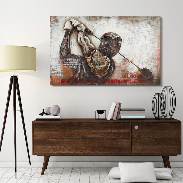 48 in. x 30 in. "Golf" Mixed Media Iron Hand Painted Dimensional Wall Art