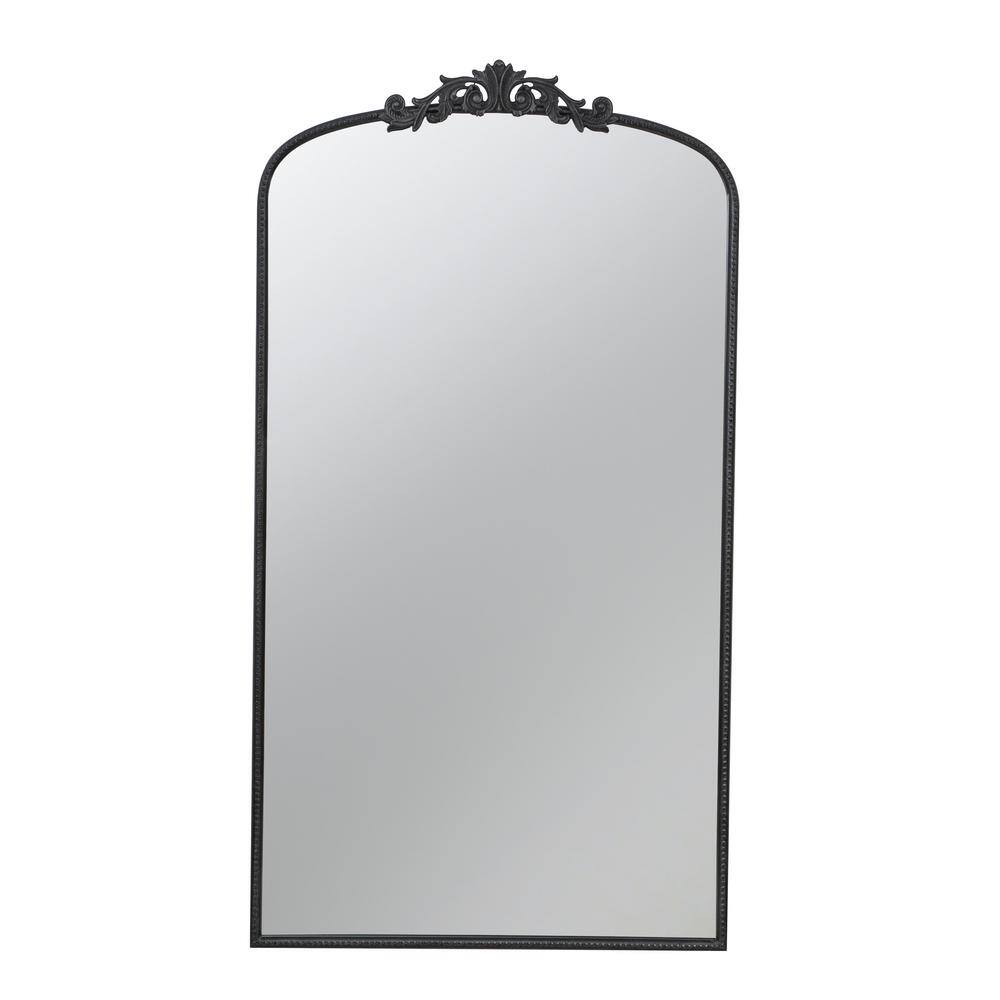 36 in. W x 66 in. H Classic Arch-Top Wood Framed Black Full-Length Floor Mi