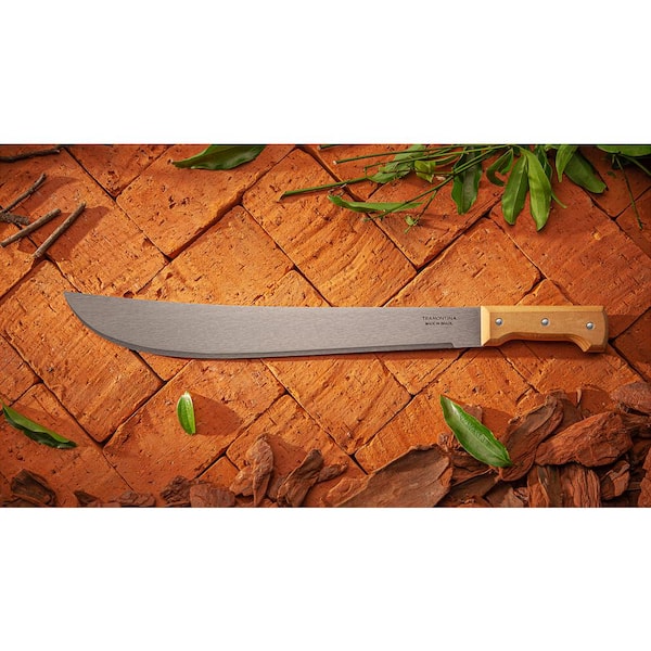 Tramontina 18 in. Machete with Carbon Steel Blade and Wood Handle with  Nylon Sheath 26621/218 - The Home Depot