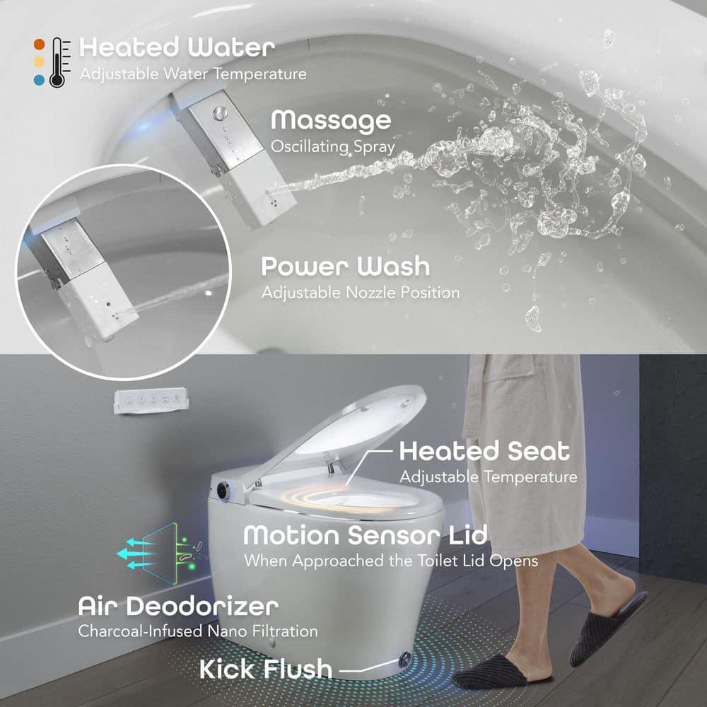 BidetMate 6000 Series White Elongated Smart Toilet with Remote