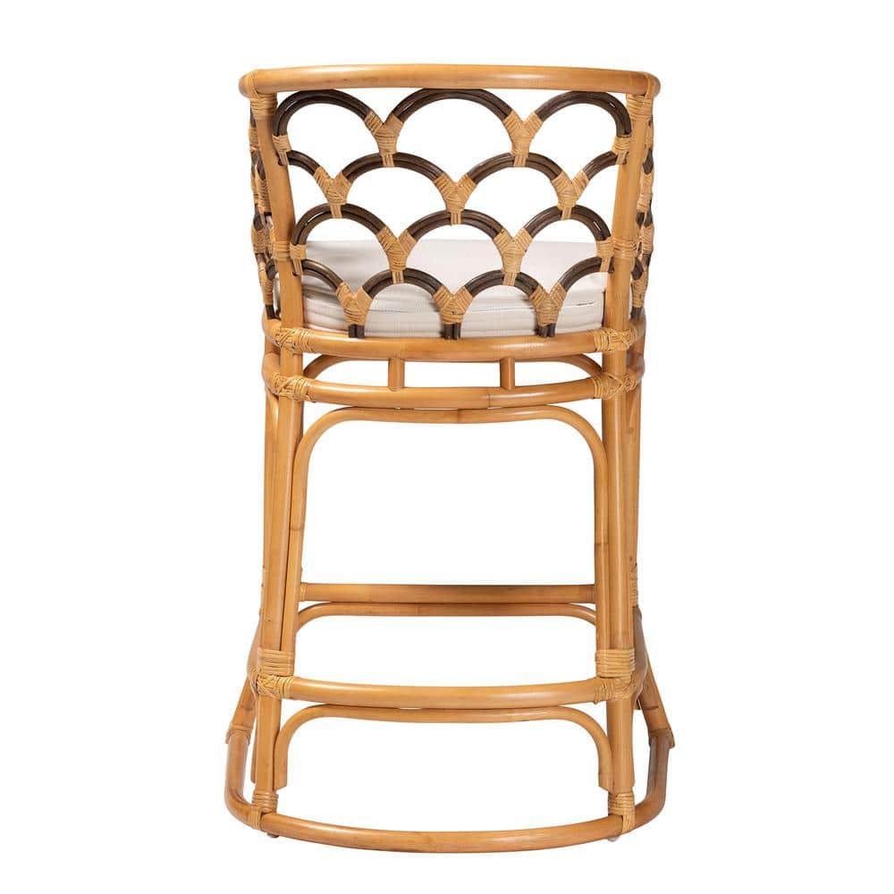 Veneto Light Honey and Dark Brown Rattan Bar Stool