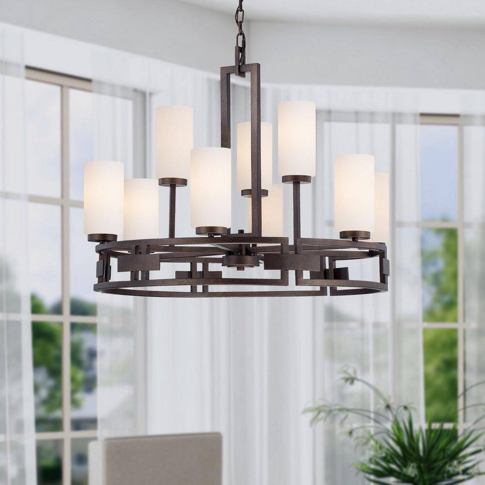 Del Ray 9-Light Flemish Bronze Mid-century Wagon Wheel Chandelier for Dining Areas with No Bulbs Included price history on PriceWatchPro