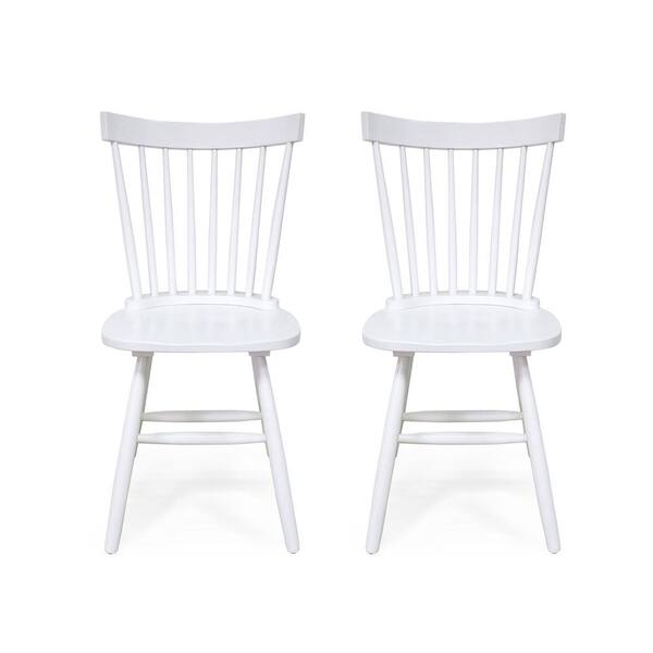 Noble House Balcomb White Wood Dining Chair (Set of 2)