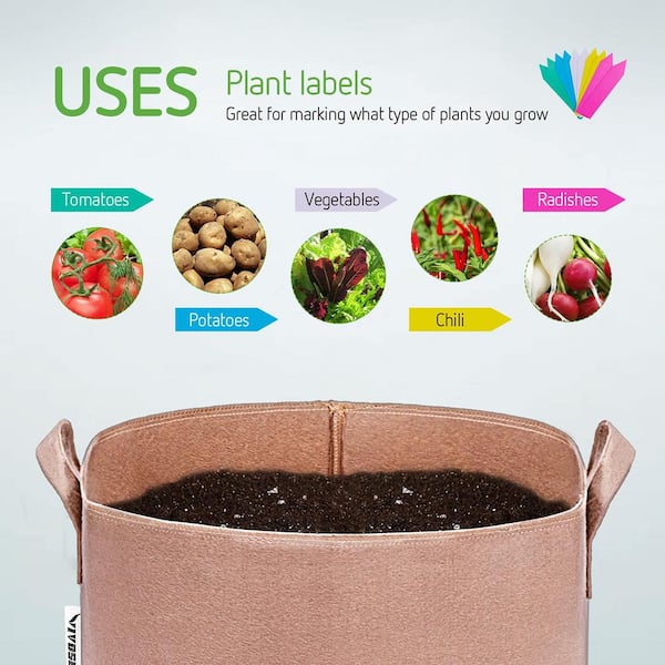 VIVOSUN 5-Pack 20 Gallon Brown Grow Bag, Fabric Pot with Handles for  Vegtables and Plants 