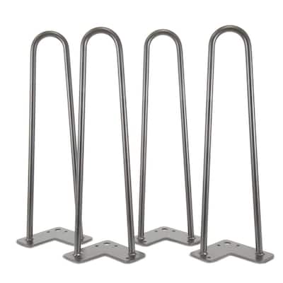 1/2 in. Dia 16 in. Mid-Century Modern Raw Steel Hairpin Table Legs, (4-Pack)