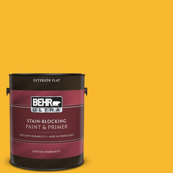 BEHR ULTRA 1 gal. Home Decorators Collection #HDC-MD-02A Yellow Groove Flat Exterior Paint & Primer