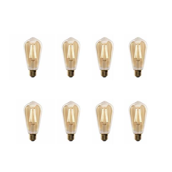 Feit Electric 60-Watt Equivalent ST19 Dimmable Straight Filament Amber Glass Vintage Edison LED Light Bulb, Warm White (8-Pack)