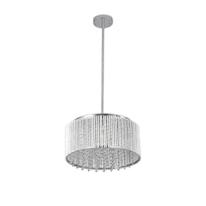 15.7 in. Modern 7-Light Transparent Crystal Round Chandelier for Living Room with No Bulbs Included