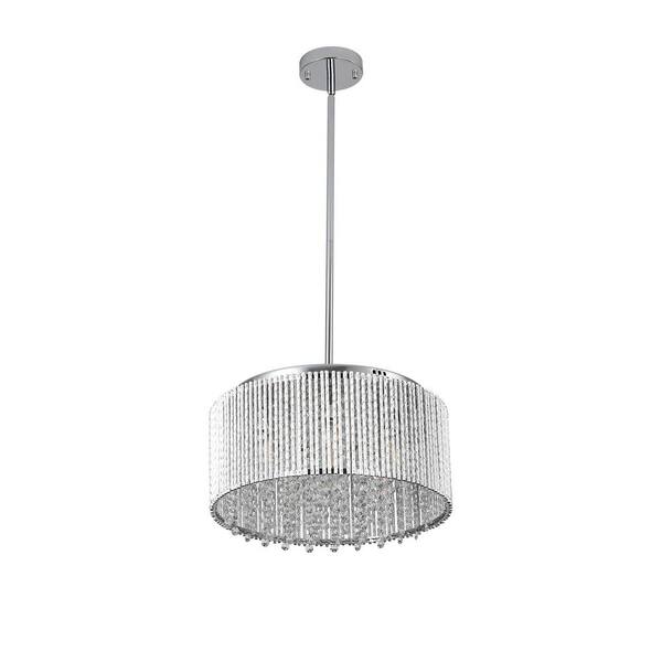 HKMGT 15.7 in. Modern 7-Light Transparent Crystal Round Chandelier for Living Room with No Bulbs Included