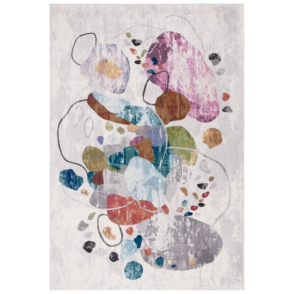 Splotchy Rug SAFAVIEH Art Studio 4 ft. x 6 ft. Ivory/Blue Blotchy Abstract Area Rug ...