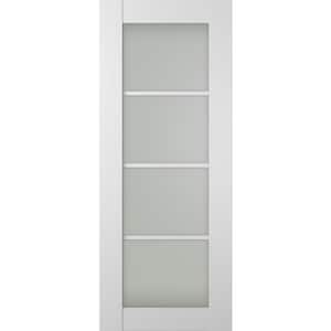 Smart Pro 4-Lite 18 in. x 80 in. No Bore Frosted Glass Polar White Composite Wood Interior Door Slab
