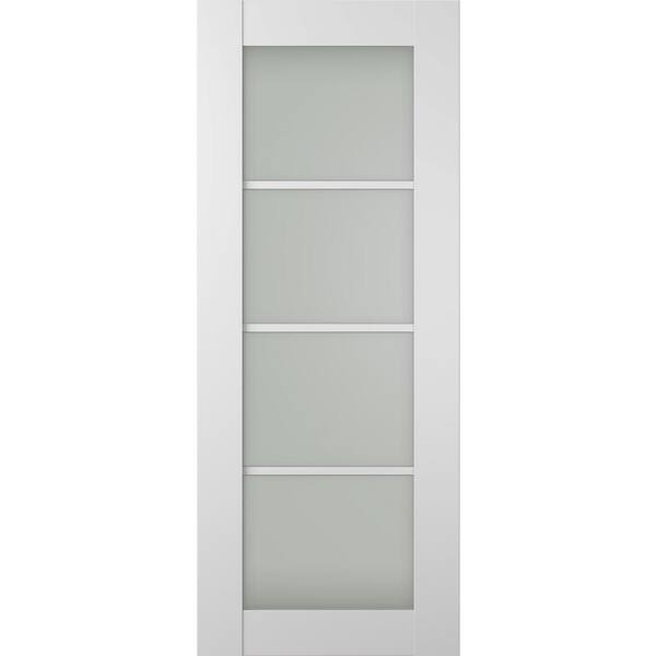Belldinni Smart Pro 4-Lite 32 in. x 80 in. No Bore Frosted Glass Polar White Composite Wood Interior Door Slab