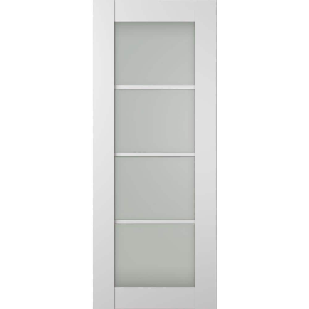 Smart Pro 4-Lite 36 in. x 96 in. No Bore Frosted Glass Polar White Composite Wood Interior Door Slab price history on PriceWatchPro