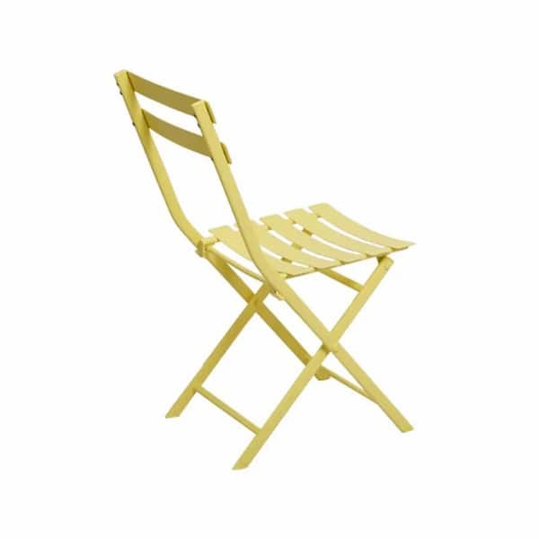 Cubilan Yellow Foldable Metal Outdoor Dining Chairs, 31.7 in., Yellow, (Set of 2)