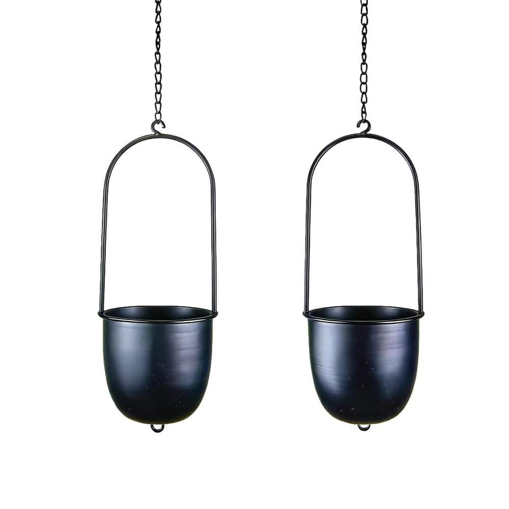 2 Pack Black Stackable Metal Hanging Planters with 6 in. Flower Pots, Modern Wall and Ceiling Plant Holders price history on PriceWatchPro
