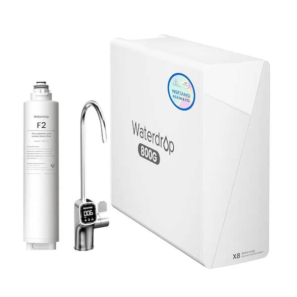 X8-Basic Reverse Osmosis System, NSF/ANSI 42&58&372 Certified, 800 GPD, 9-Stage, 2:1 Pure to Drain, Extra F2 Filter
