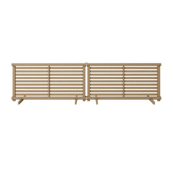 Portable Puppy 1.9 ft. H x 3.6 ft. W Slatted Panel Flat-Top WoodTek Vinyl Cedar Color Fence Kit (2-Pack)