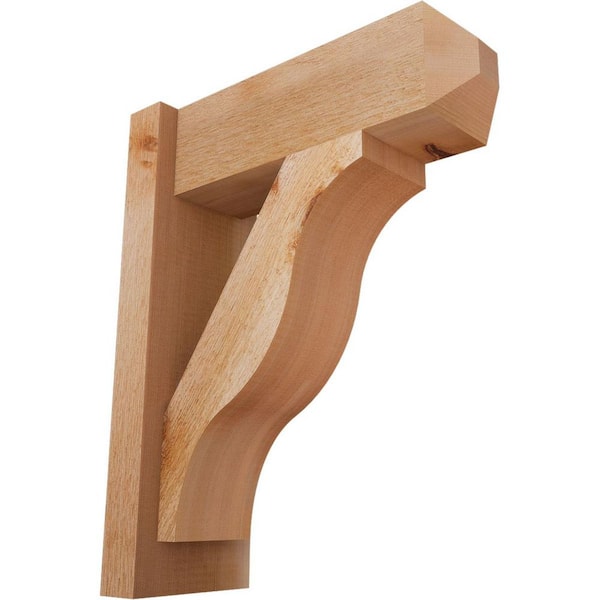 Ekena Millwork 6 in. x 20 in. x 16 in. Western Red Cedar Fuston Craftsman Rough Sawn Outlooker