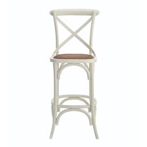 Hyde Cafe 30 in. Ivory Bar Stool with Cane Seat