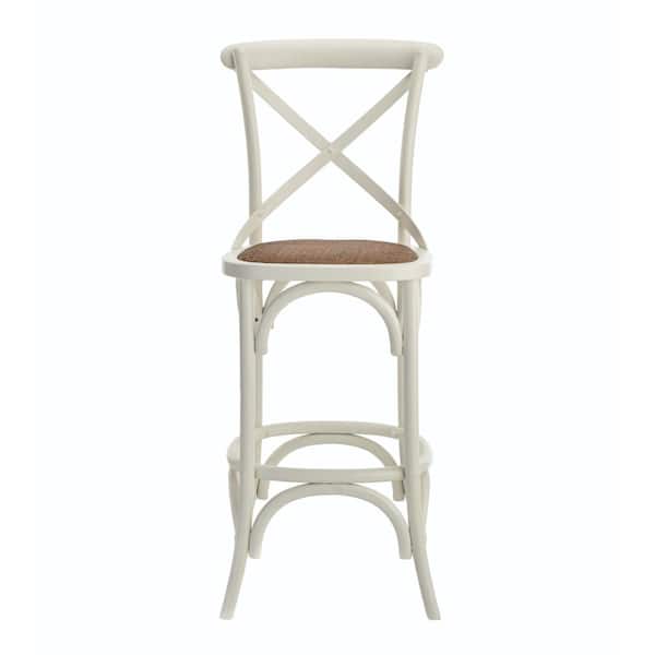 Linon Home Decor Hyde Cafe 30 in. Ivory Bar Stool with Cane Seat