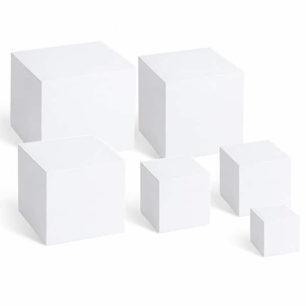 8 pcs White Acrylic Buffet Risers Set Modern White Food Display Cake Stand with Mini Table Signs and Serving Tongs