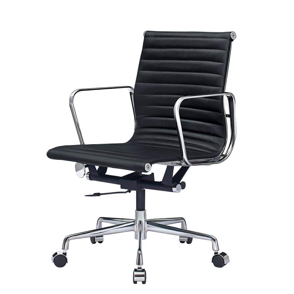 Black Leather Height Adjustable Swivel Office Chair with Arms SW-JJ-02 ...