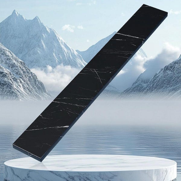 37 in. W Real Marble Vanity Backsplash Bathroom Vanity Marble Back Splash in Marble Black