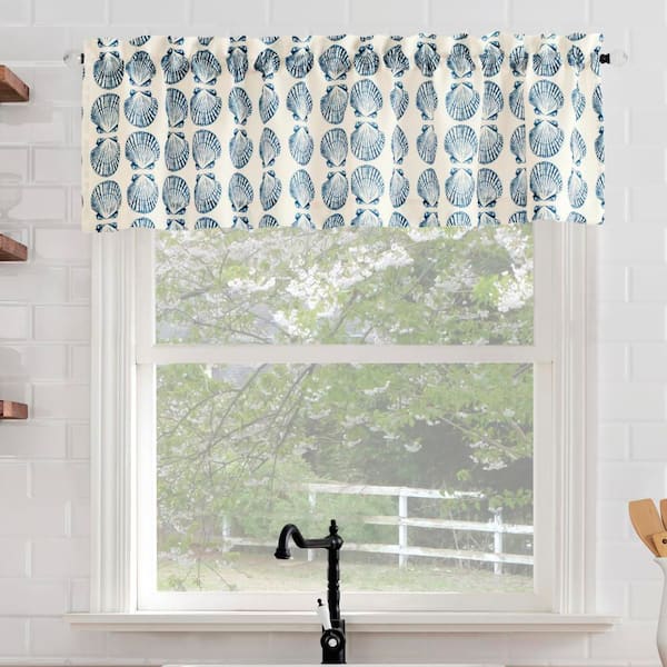 Sandbar White Semi-Sheer 54 in. W x 14 in. L Rod Pocket Light Filtering Curtain Valance for Kitchens (Single Panel)