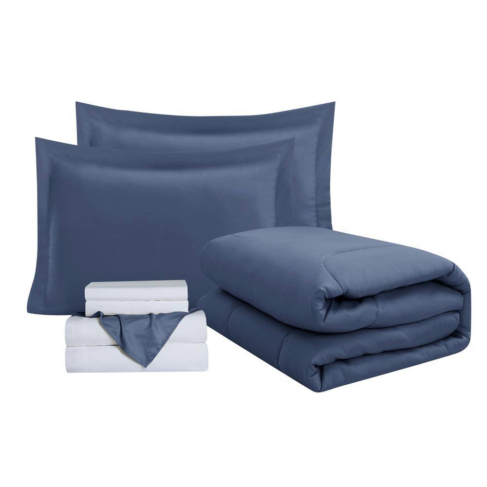 Indigo King 8-Piece Down Alternative Microfiber Bed in a Bag Set