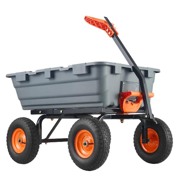 6.48 cu. ft. Poly Garden Dump Cart with Steel Frame 1200 lb. Load Capacity and 13 in. Wheels