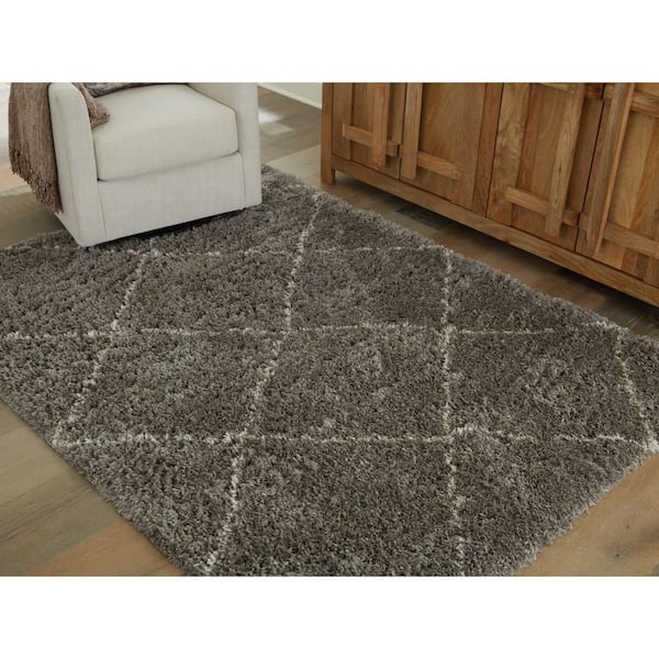 Wrenlow 8 ft. x 10 ft. Gray/Beige Trellis Area Rug
